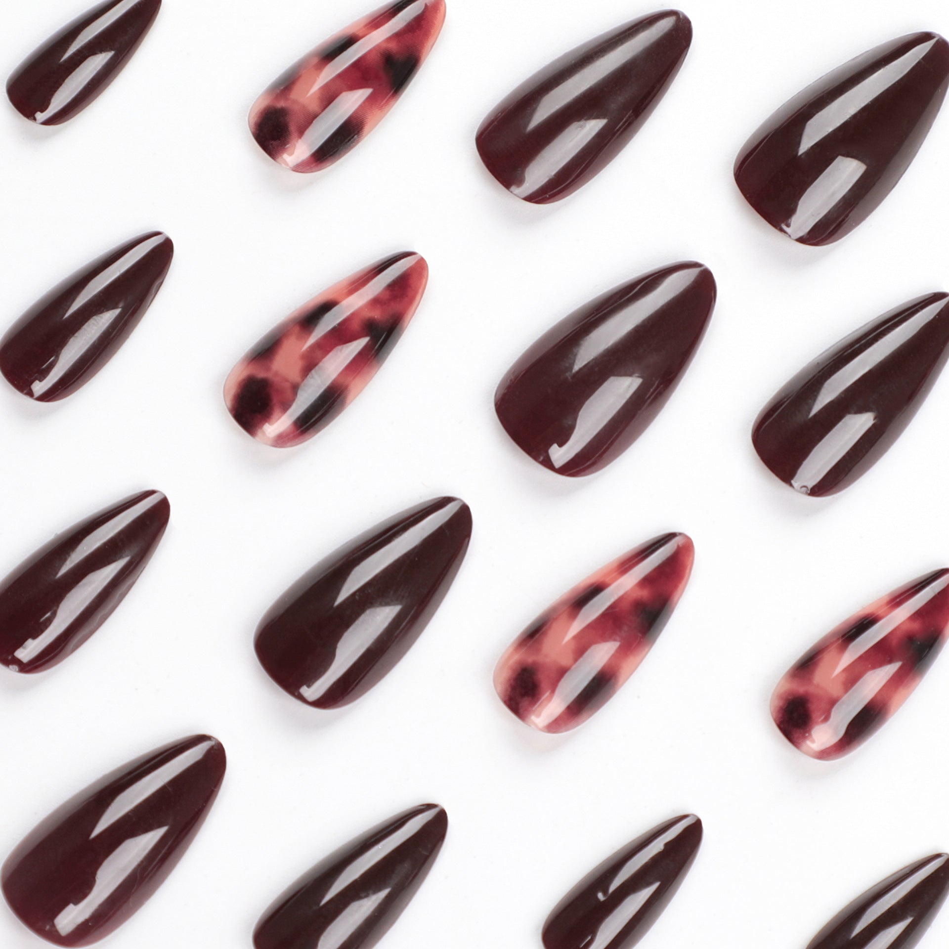 French Stripe Press-On Nails – Almond Colorblock Design