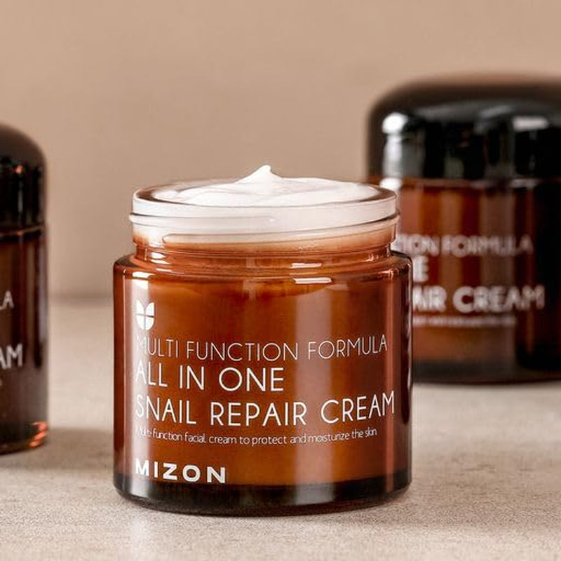 Full Korean Skincare Set Allin1 Snail Repair Cream Snail Repair Intensive Ampoule Snail Repairing Foam Cleanser and Snail Repair Eye Cream Stocking Stuffers Chirstmas Gift