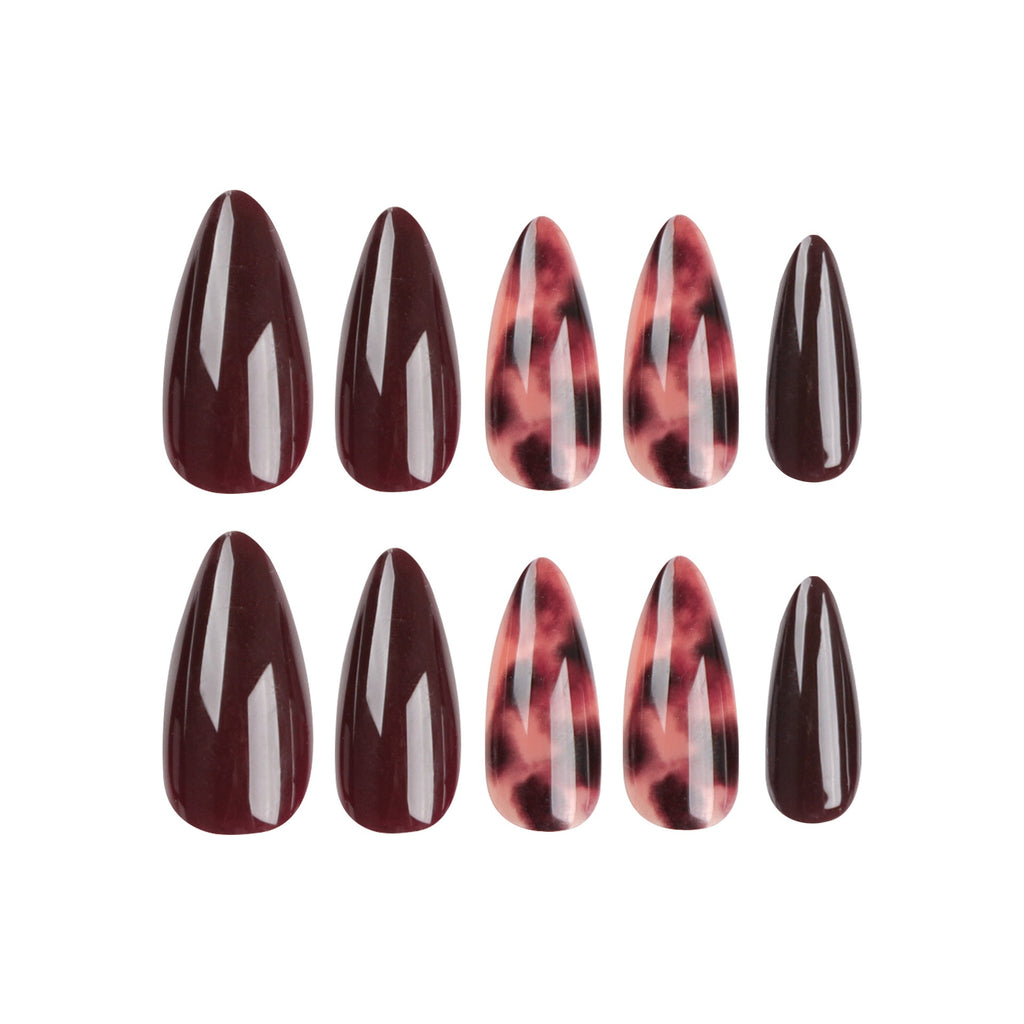 French Stripe Press-On Nails – Almond Colorblock Design