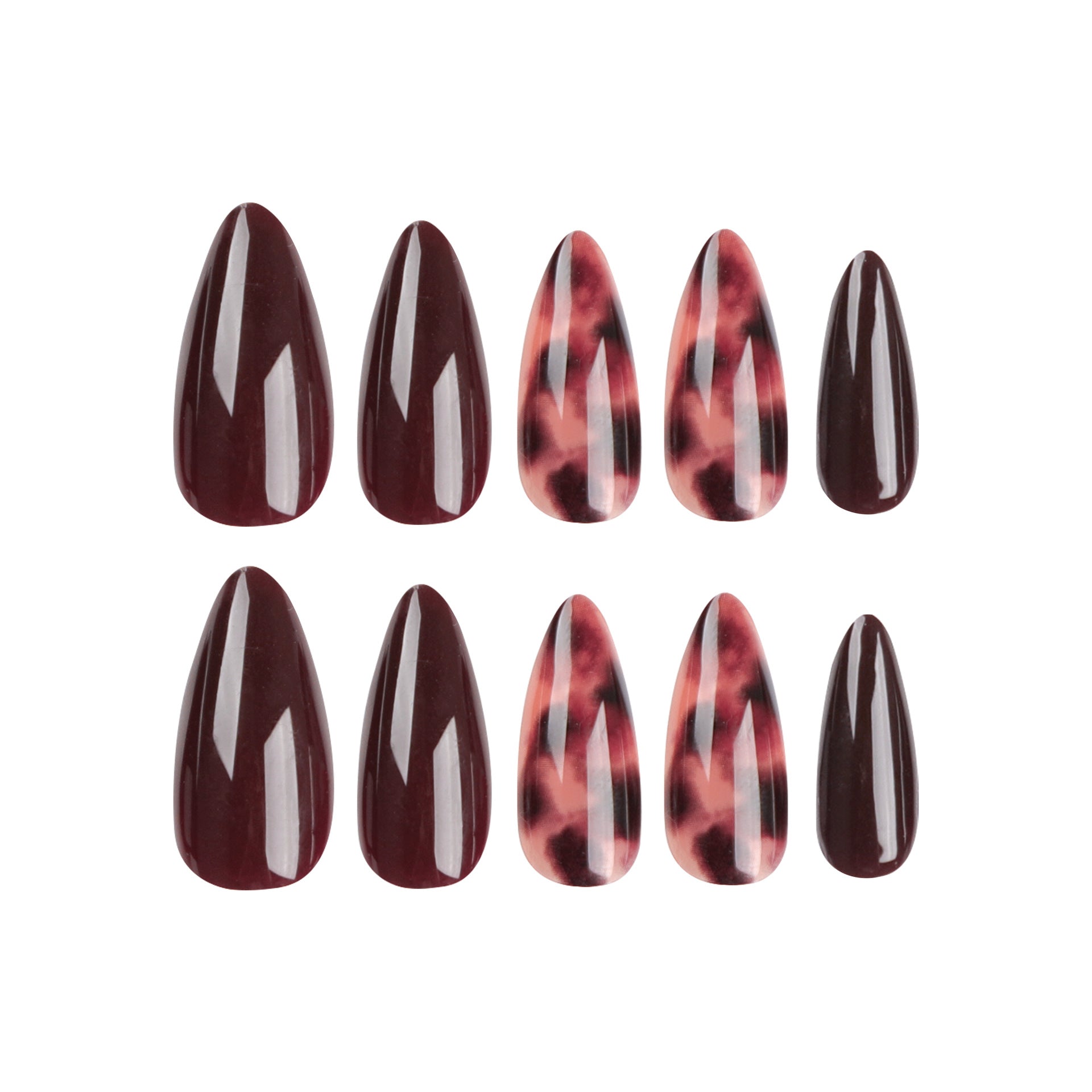French Stripe Press-On Nails – Almond Colorblock Design