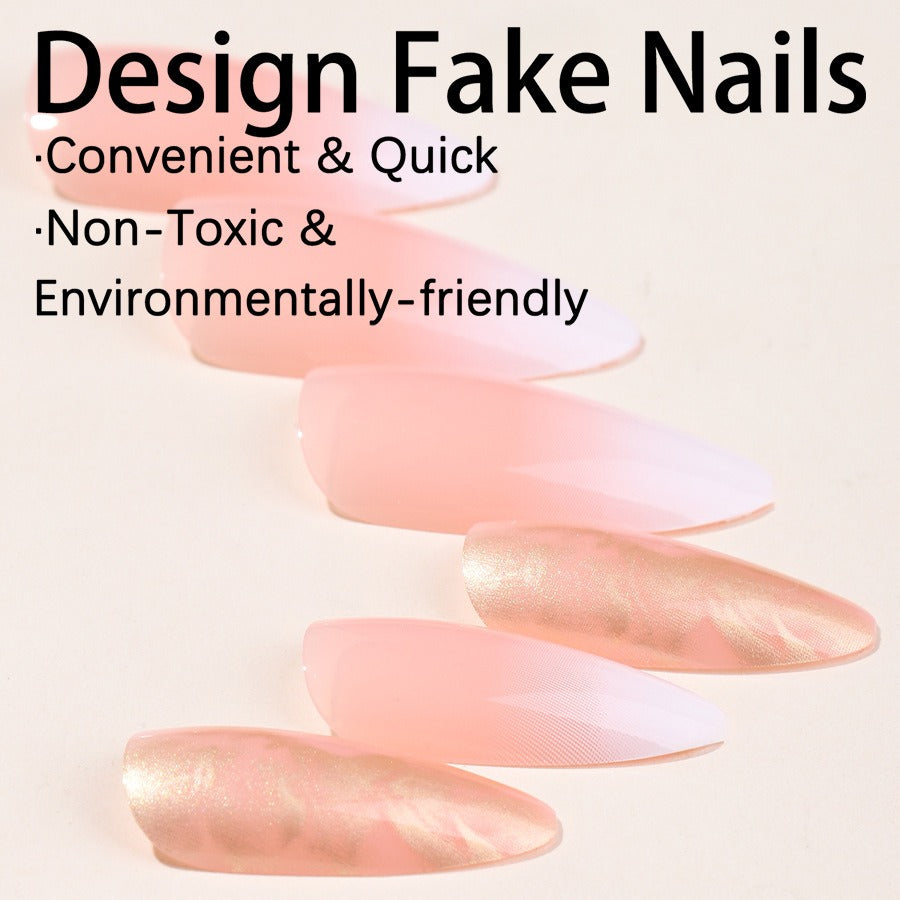 Gradient Glitter Press-On Nails – Almond Shape