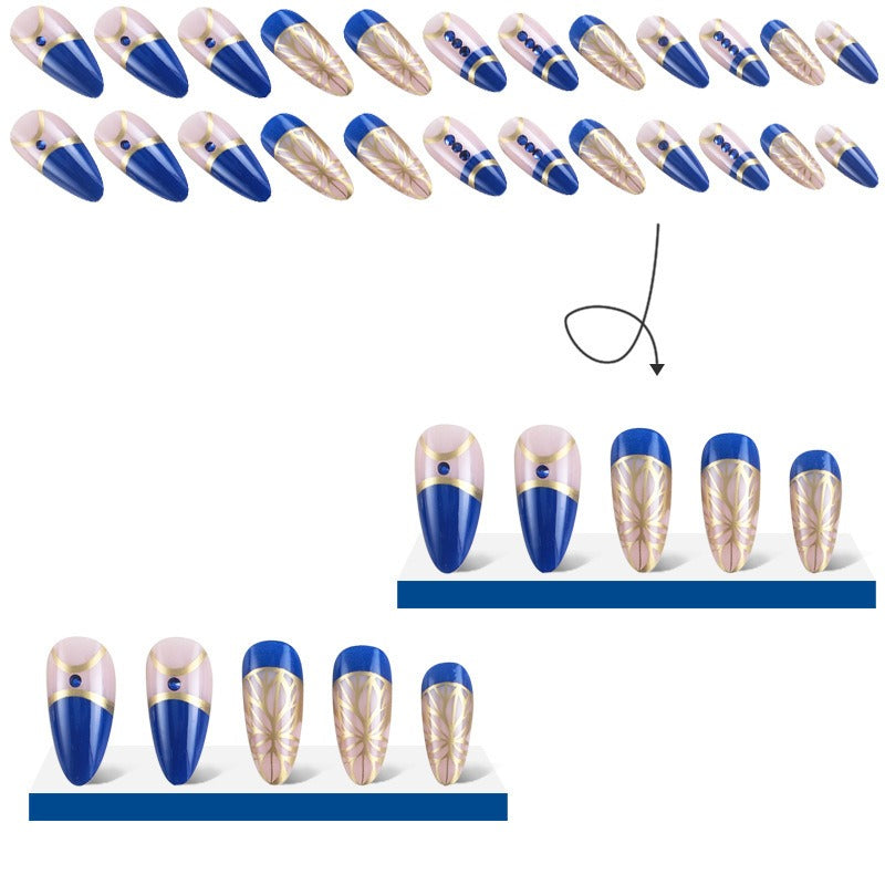 Palace Diamond Press-On Nails – Gold Foil Long Style