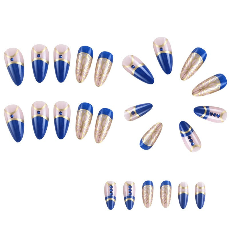 Palace Diamond Press-On Nails – Gold Foil Long Style