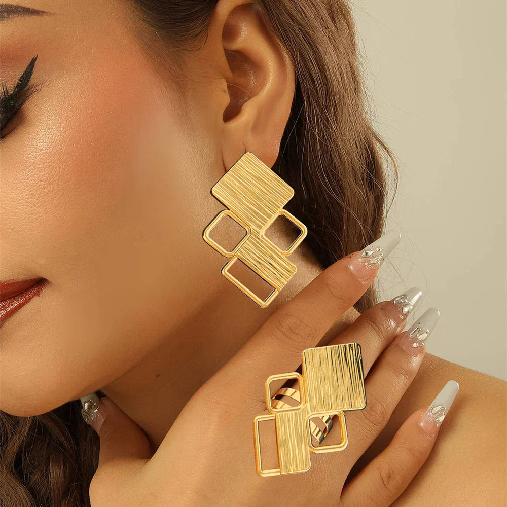 18k Gold-Plated Earrings & Ring Set – African Bridal Style