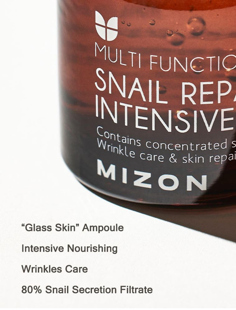 Full Korean Skincare Set Allin1 Snail Repair Cream Snail Repair Intensive Ampoule Snail Repairing Foam Cleanser and Snail Repair Eye Cream Stocking Stuffers Chirstmas Gift