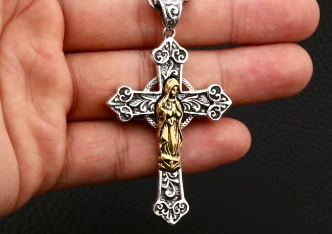 Irish Celtic Sterling Silver Cross Necklace – Red Garnet