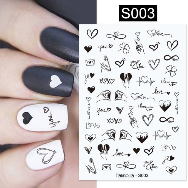 Marble & Floral 3D Nail Stickers – Water Transfer Decals