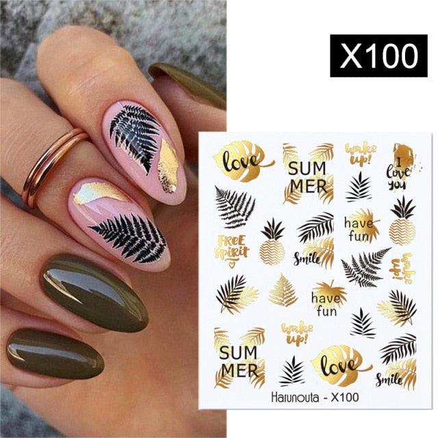 Marble & Floral 3D Nail Stickers – Water Transfer Decals