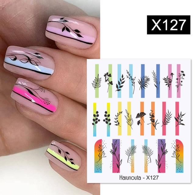 Marble & Floral 3D Nail Stickers – Water Transfer Decals