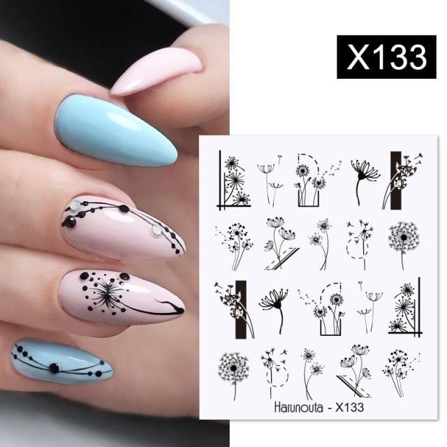 Marble & Floral 3D Nail Stickers – Water Transfer Decals