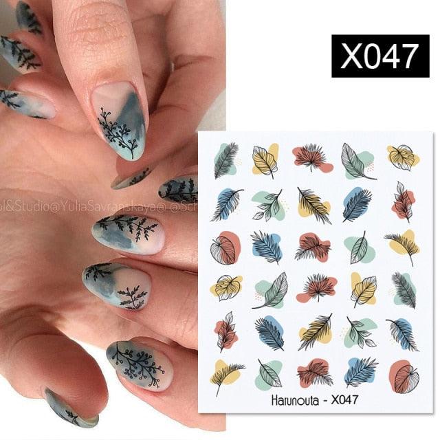 Marble & Floral 3D Nail Stickers – Water Transfer Decals