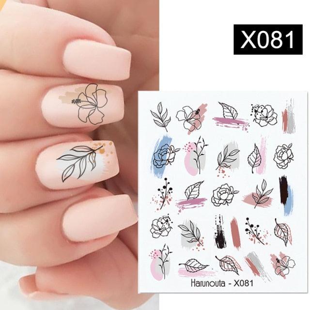 Marble & Floral 3D Nail Stickers – Water Transfer Decals
