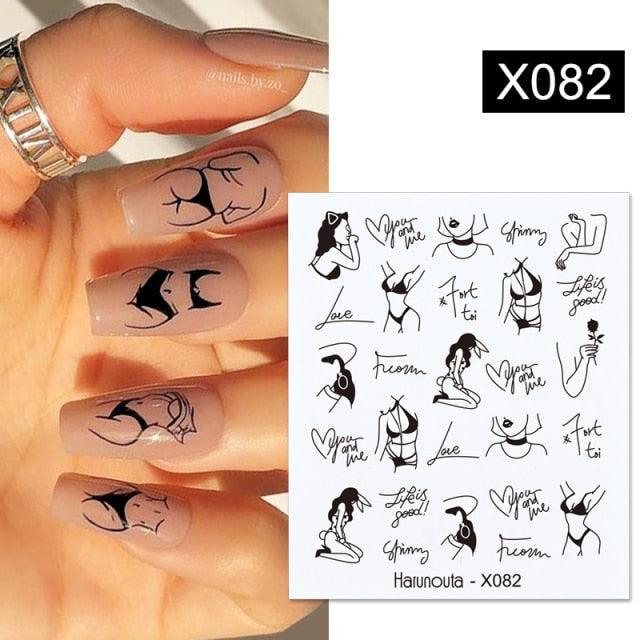 Marble & Floral 3D Nail Stickers – Water Transfer Decals