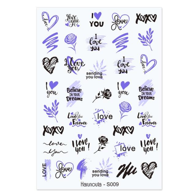 Marble & Floral 3D Nail Stickers – Water Transfer Decals