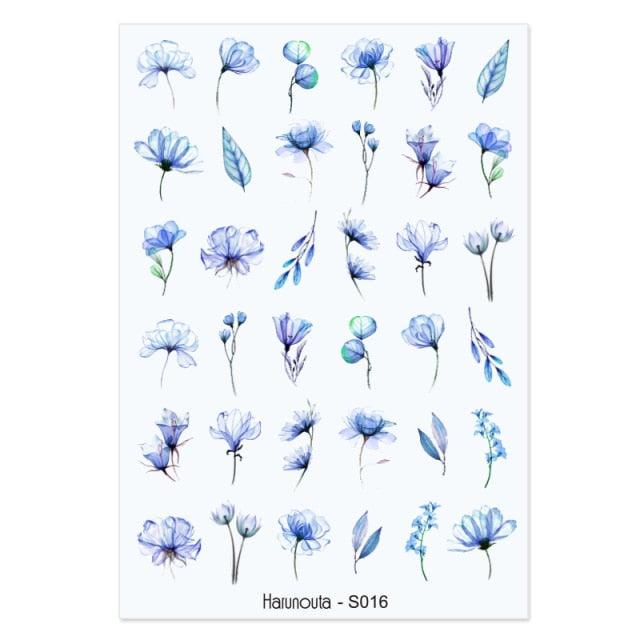 Marble & Floral 3D Nail Stickers – Water Transfer Decals