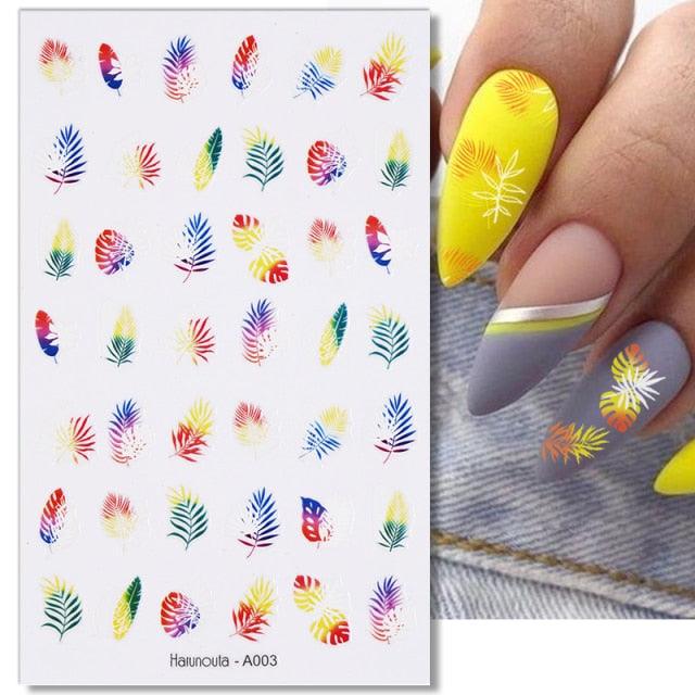 Marble & Floral 3D Nail Stickers – Water Transfer Decals