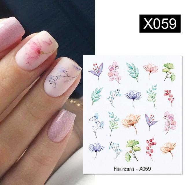 Marble & Floral 3D Nail Stickers – Water Transfer Decals