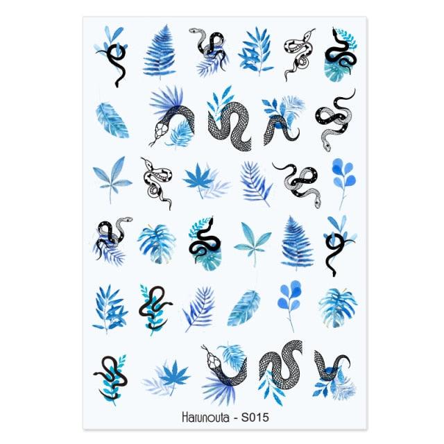 Marble & Floral 3D Nail Stickers – Water Transfer Decals