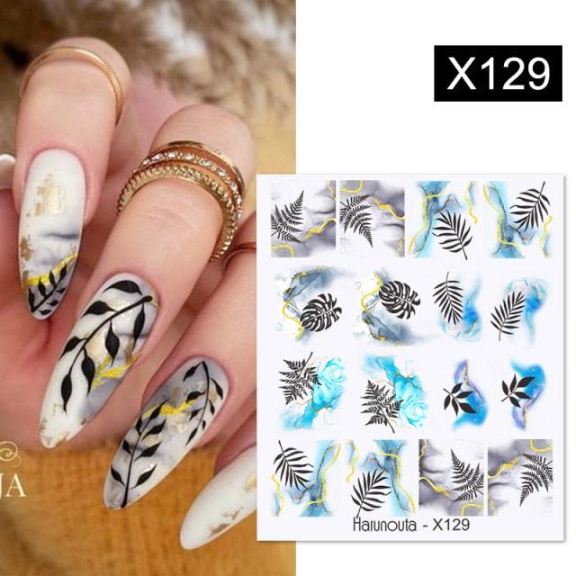 Marble & Floral 3D Nail Stickers – Water Transfer Decals