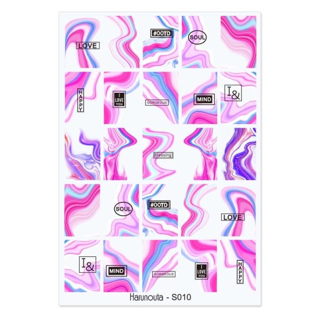 Marble & Floral 3D Nail Stickers – Water Transfer Decals