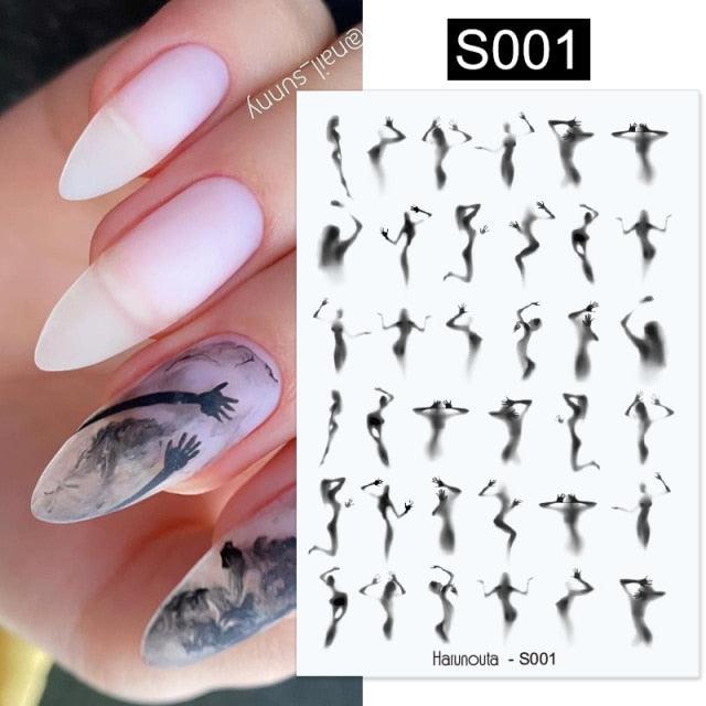 Marble & Floral 3D Nail Stickers – Water Transfer Decals